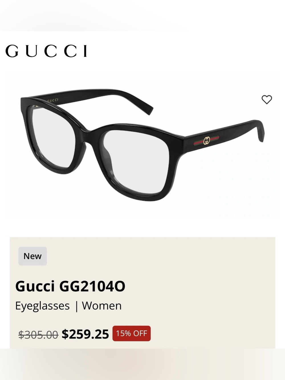 Gucci Black Women's Cat-Eye Optical Glasses NEW - Picture 2 of 8
